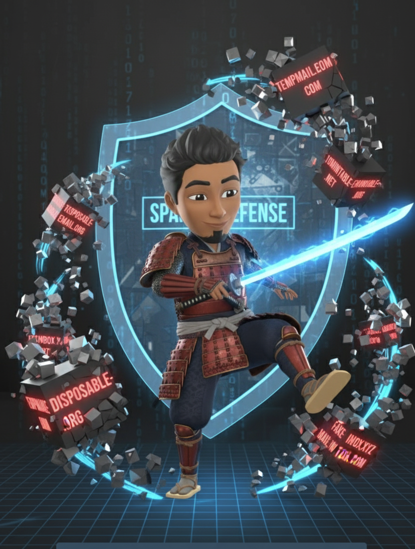 Temp Mail Blocker - Email Defense Samurai protecting against spam and disposable emails